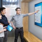 Teams can collaborate with digital signage displays in meeting rooms.